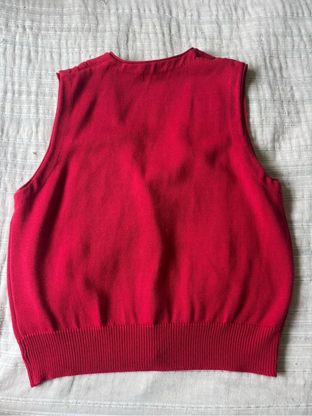 Vintage Red Button-Front Sleeveless Knit Vest